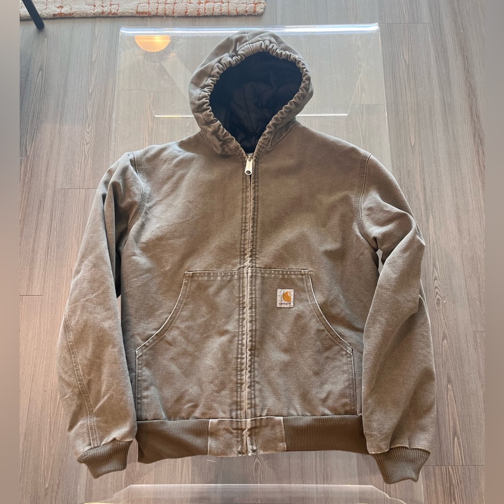 Unisex Grey/Brown Carhartt Jacket with Hoodie